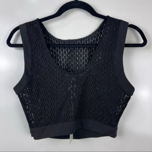 NEW Lucy Paris Black Sleeveless Mesh Crop Top Scoop Neck Women's Size Small - Picture 2 of 6